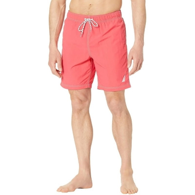 NAUTICA Mens Pink Drawstring, Regular Fit Quick-Dry Swim Trunks S 