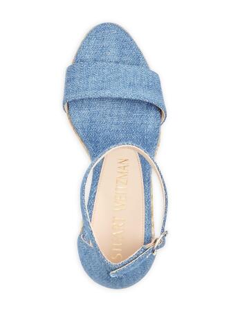 Shoes, Blue Denim Slip On Espadrille Wedge Sandals