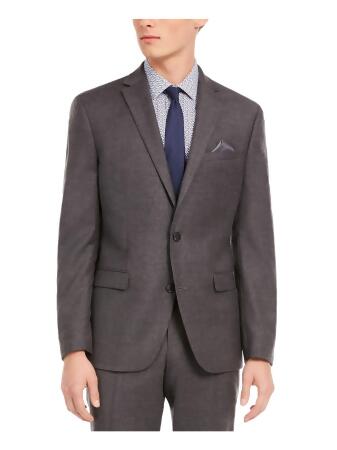 BAR III Mens Gray Single Breasted, Heather Slim Fit Wool Blend Suit Separate Blazer Jacket 44R 
