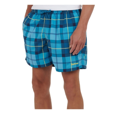 BARBOUR Mens Swimwear Aqua Plaid Stretch Shorts XL 