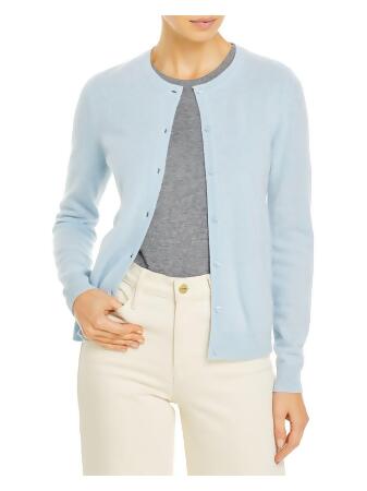 Designer Brand Womens Light Blue Cashmere Long Sleeve Button Up