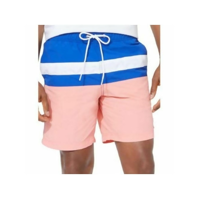 NAUTICA Mens Pink Drawstring, Color Block Classic Fit Moisture Wicking Swim Trunks XL 
