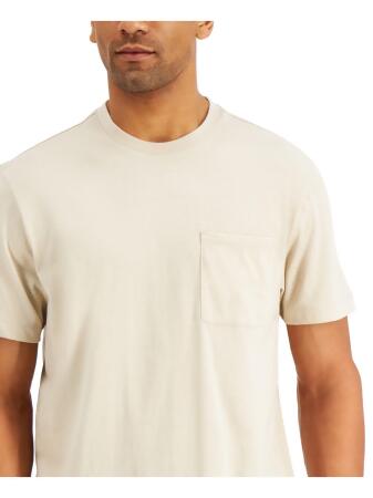 ALFANI Mens Beige Lightweight, Pocket Heather Classic Fit T-Shirt M