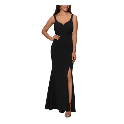 XSCAPE Womens Black Stretch Zippered Slitted Lined Adjustable Straps Sleeveless Sweetheart Neckline Full-Length Formal Gown Dress 12 