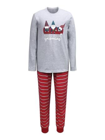 FAMILY PJs Sets Red Elastic Band Graphic Long Sleeve Crew Neck T-Shirt  Cuffed Everyday Size XL