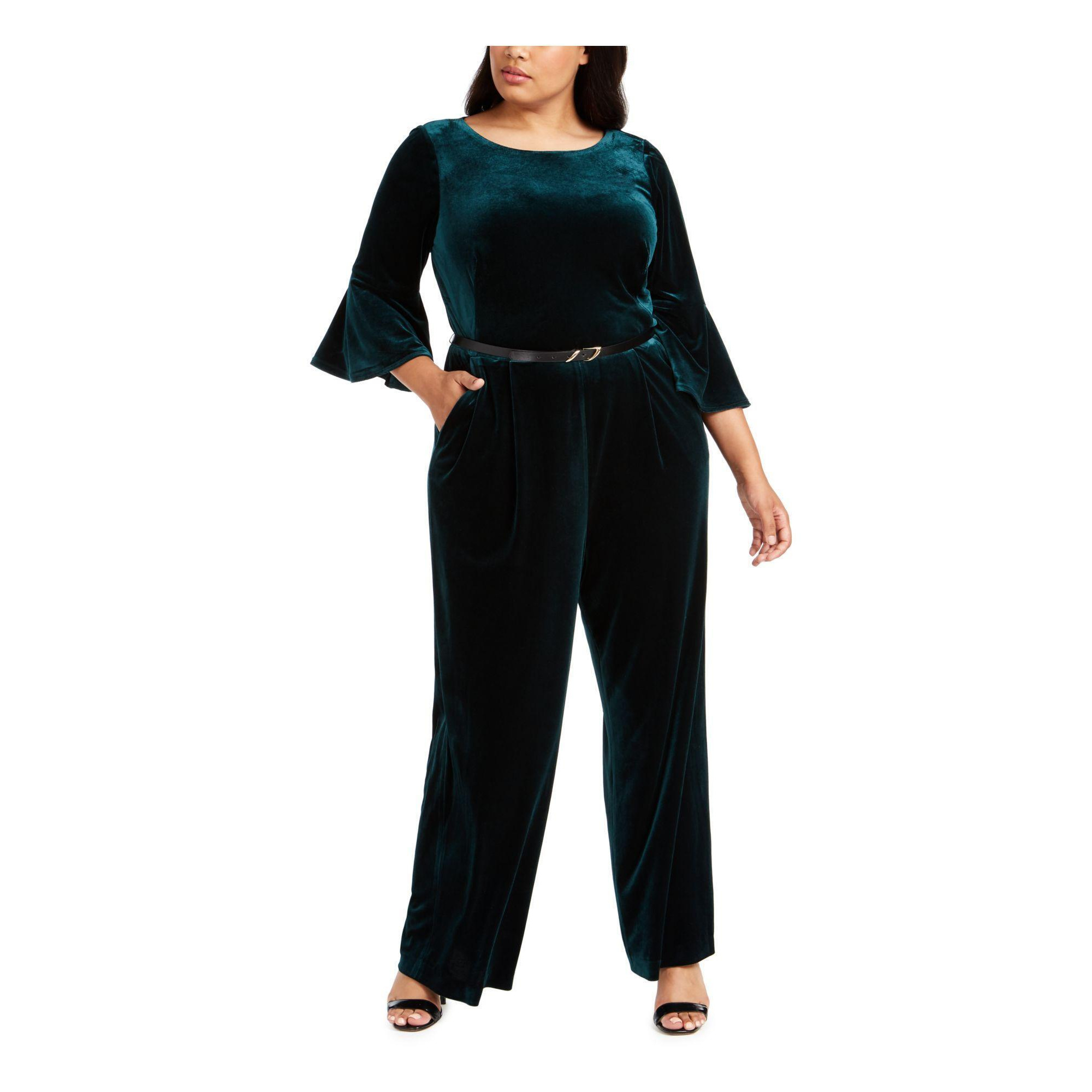 Calvin klein green velvet jumpsuit Clearance