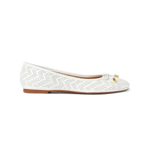 UPC 195167098882 product image for Ralph Lauren Womens Snow White Padded Perforated Bow Accent Jayna Round Toe Slip | upcitemdb.com