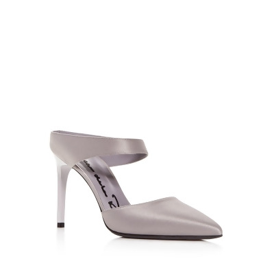 OSCAR DE LA RENTA Womens Gray Cutout Open Back Shoe Padded Pointed Toe Stiletto Slip On Dress Heeled Mules Shoes 39 