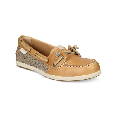 SPERRY Womens Beige Gore In Step Non Marking Sole Lace Detail Logo Arch Support Non-Slip Coil Ivy Round Toe Slip On Leather Boat Shoes 5 M 