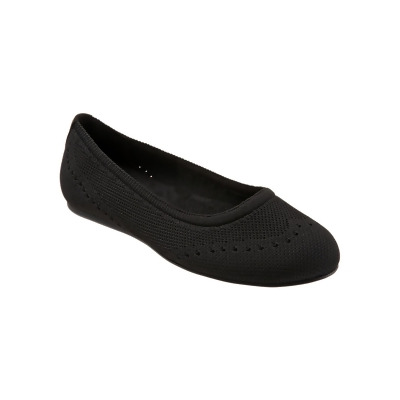 SOFT WALK Womens Black Knit Removable Insole Breathable Cushioned Santorini Round Toe Slip On Ballet Flats 9.5 M 