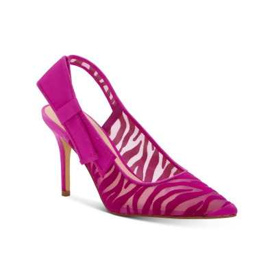 INC Womens Pink Zebra Print Mesh Bow Accent Padded Coletta Pointed Toe Stiletto Slip On Dress Slingback 8.5 M 