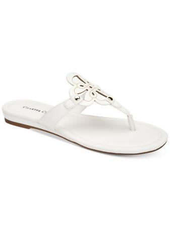 CHARTER CLUB Womens White Ozella Round Toe Wedge Slip On Flip Flop