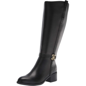 Tommy Hilfiger Womens Black Logo Comfort Goring Diwan Round Toe Block Heel Zip-Up Riding Boot 10 M Wc - All