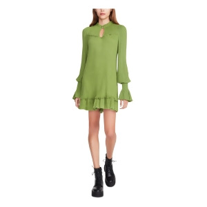UPC 192115831843 product image for Betsey Johnson Womens Green Stretch Smocked Ruffled Unlined Pullover Styling Lon | upcitemdb.com