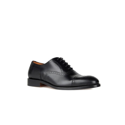 CROSBY SQUARE Mens Black Perforated Comfort Jermyn Cap Toe Block Heel Lace-Up Leather Oxford Shoes 44 