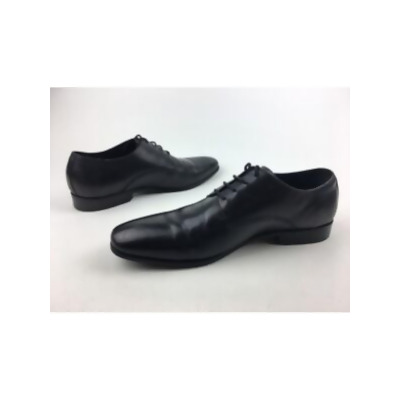 GORDON RUSH Mens Black Manning Round Toe Block Heel Lace-Up Leather Dress Oxford Shoes 9.5 