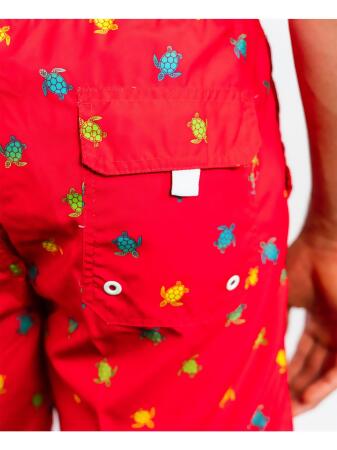 BEAUTIFUL GIANT Mens Beach Swim Red Drawstring Lined Printed Athletic Fit Swim Trunks L 