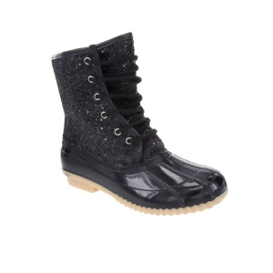 UPC 193605000176 product image for Sugar Womens Black Sequined Glitter Skipper Round Toe Lace-Up Duck Boots 7 M - A | upcitemdb.com