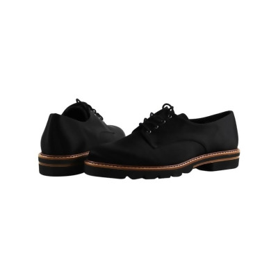STUART WEITZMAN Womens Black Satin Metro Round Toe Lace-Up Oxford Shoes 9 M 