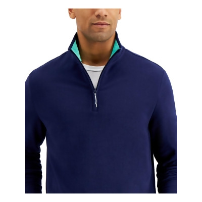 CLUBROOM Mens Navy Turtle Neck Classic Fit Quarter-Zip Fleece Pullover Sweater S 