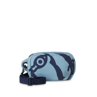 KENZO Women's Blue Tiger Lined Card Slots, Logo Graphic Adjustable Strap Belt Bag Purse 