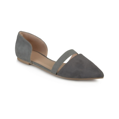 JOURNEE COLLECTION Womens Gray Dorsay Strap Accent Padded Nita Pointed Toe Slip On Ballet Flats 7.5 M 