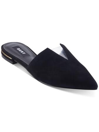 DKNY Womens Black V-Notch Cutout Translucent Vinyl Panel Cushioned Ali  Pointed Toe Slip On Mules 8.5 M