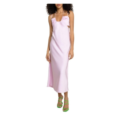 A.L.C Womens Pink Adjustable Zippered Slip Dress Smocked Cut Out Spaghetti Strap Sweetheart Neckline Maxi Evening Dress 8 