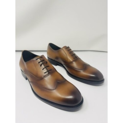 DYLAN GRAY Mens Brown Fresco Round Toe Block Heel Lace-Up Leather Oxford Shoes 8.5 M 