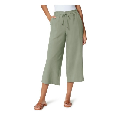 ANNE KLEIN JEANS Womens Green Textured Pull-on Drawstring Wide Leg Wear To Work High Waist Pants M 
