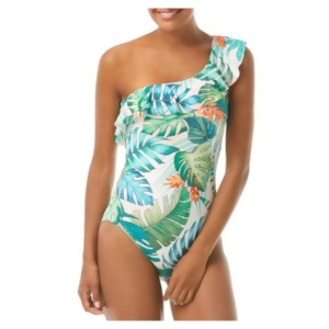 UPC 193144343680 product image for Vince Camuto Swim Women's White Tropical Print Removable Cups Lined Ruffled One  | upcitemdb.com