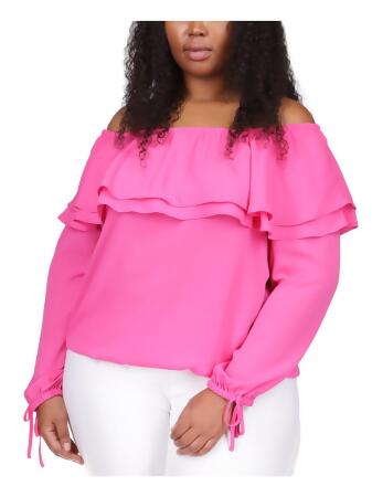 Neon pink off discount the shoulder top