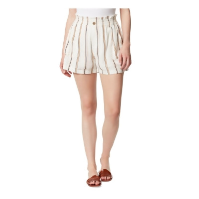 JESSICA SIMPSON Womens White Pocketed Pull-on Elastic Waist Striped High Waist Shorts S 