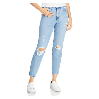 LEVI'S Womens Light Blue Denim Pocketed Button Fly Tapered Leg High Waist Jeans 32 