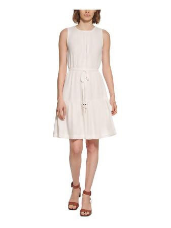 Calvin klein fit 2024 and flare dress white