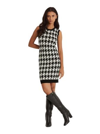 LOUIS VUITTON Houndstooth Zipper/Apparel Sleeveless Dress cotton Brown