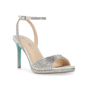UPC 195945223789 product image for Betsey Johnson Womens Silver Ankle Strap Rhinestone Suni Square Toe Stiletto Buc | upcitemdb.com