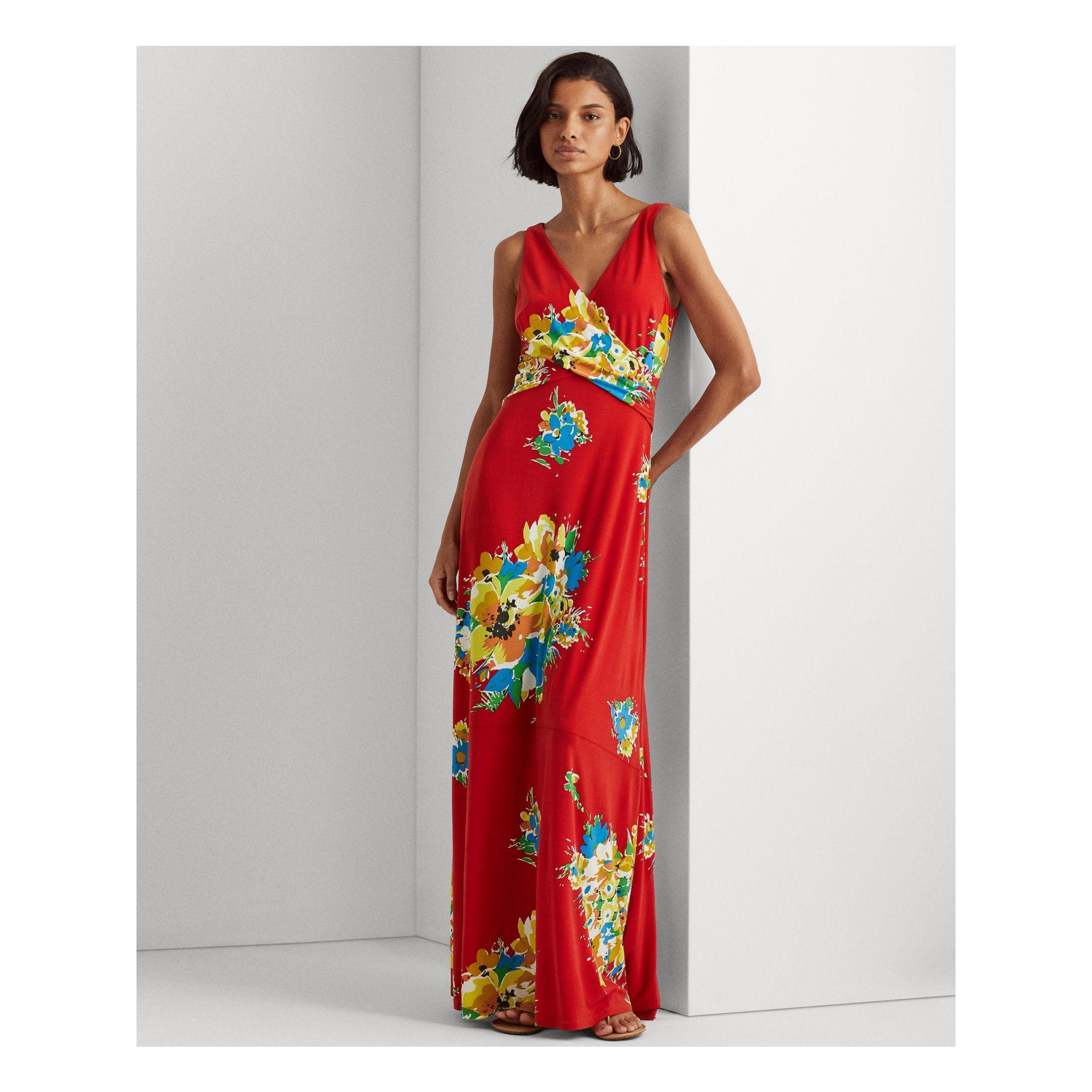 Red floral ralph lauren dress Clearance