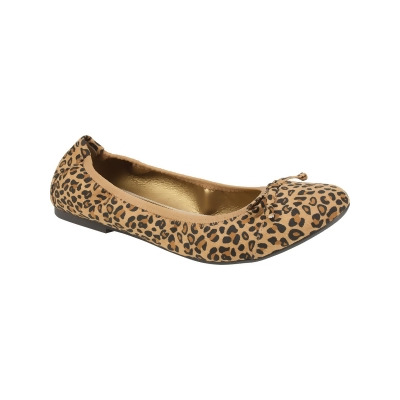 RIALTO Womens Brown Leopard Print Bow Detail Cushioned Sunnyside Ii Round Toe Slip On Ballet Flats 6.5 M 