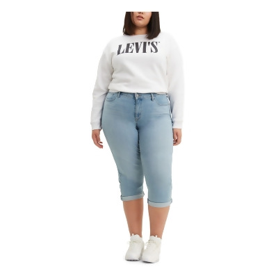 LEVI'S Womens Blue Denim Pocketed Zippered Shaping Skinny Capri Jeans Plus 24W 