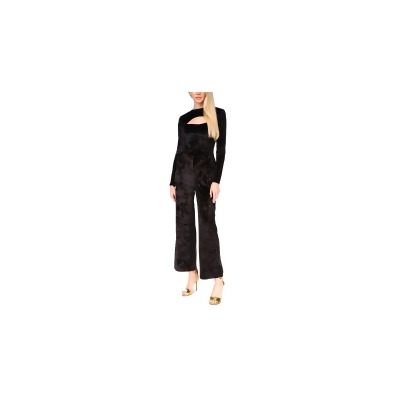 MICHAEL MICHAEL KORS Womens Black Cut Out Zippered Pocketed Ankle Long Sleeve Crew Neck High Waist Jumpsuit Petites P\M 