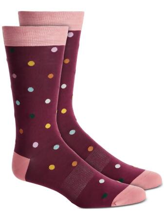 BAR III Red Cotton Color Block Polka Dot Seamless Casual Crew Socks 10-13 