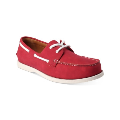 CLUBROOM Mens Red Comfort Elliot Round Toe Lace-Up Boat Shoes 10.5 M 