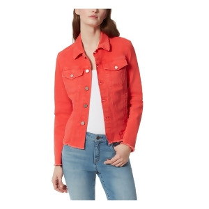 UPC 762895000762 product image for Frayed Jeans Womens Coral Pocketed Raw Hem Button Down Jacket Xl - All | upcitemdb.com