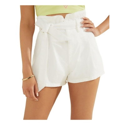GUESS Womens White Stretch Zippered Pocketed Paperbag-waist Belted Bustier High Waist Shorts 28 
