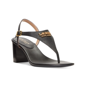 UPC 195167387290 product image for Lauren Ralph Lauren Womens Black Westcott Open Toe Stacked Heel Buckle Leather D | upcitemdb.com