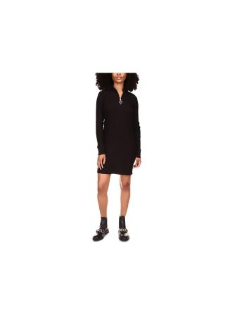 MICHAEL MICHAEL KORS Womens Black Ribbed Long Sleeve Mock Neck Above The  Knee Shift Dress XXL