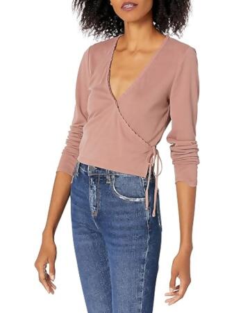 Lucky Brand Women's Long Sleeve V Neck Tie Front Top