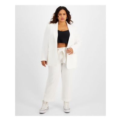 BAR III Womens White Pocketed Single Button Shoulder Pads Line Wear To Work Blazer Jacket Plus 3X 