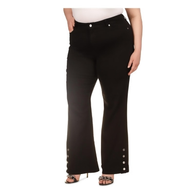 MICHAEL MICHAEL KORS Womens Black Zippered Pocketed Button-hems High Waist Jeans Plus 16W 